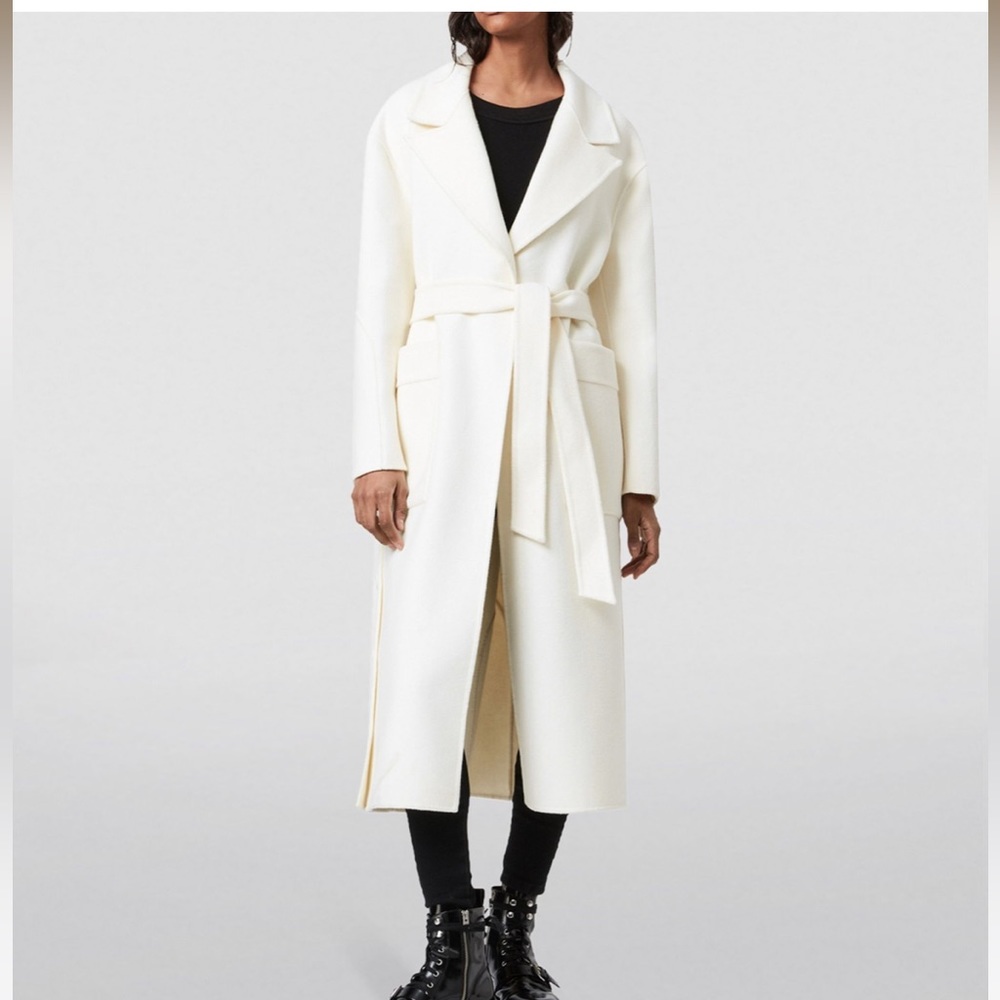 All Saints Hazel Belted Coat - Cream